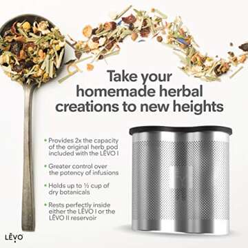 LĒVO Power Pod - Stainless Steel Herb Pod Accessory for LĒVO II & LĒVO Lux Herbal Infusion Machines - More Capacity for More Potent Homemade Herbal Infusions