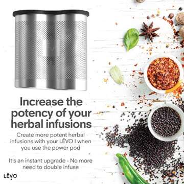 LĒVO Power Pod - Stainless Steel Herb Pod Accessory for LĒVO II & LĒVO Lux Herbal Infusion Machines - More Capacity for More Potent Homemade Herbal Infusions