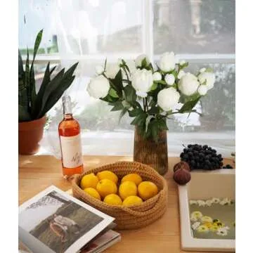 IPOPU White Peonies Artificial Flowers 8pcs Peony Silk Flowers Fake White Flowers for Wedding Centerpieces for Tables Centerpieces Bridal Shower Party Decorations (White)