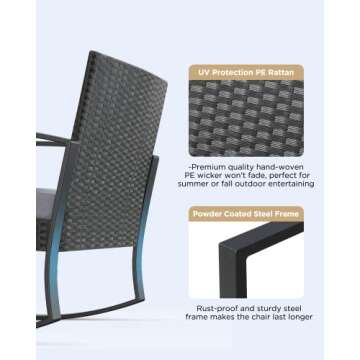 Qsun 3 Pieces Patio Furniture Set for Stylish Outdoors