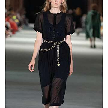 YooAi Chain Belts Leather Waist Belt for Women Layered Metal Chain Belt Gold XL/2XL