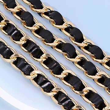 YooAi Chain Belts Leather Waist Belt for Women Layered Metal Chain Belt Gold XL/2XL