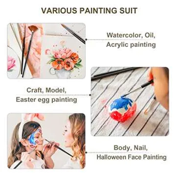 Paint Brush Set for Acrylic & Watercolor - 12Pcs Premium Art Brushes