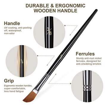 Paint Brush Set, 12Pcs Professional Paint Brushes for Acrylic Painting, Water color Paintbrushes for Kids, Easter Egg Painting Brush, Halloween Face Paint Brush, Fan Round Pointed Tip brush - Black