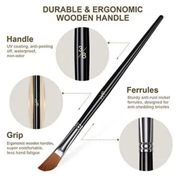 Paint Brush Set for Acrylic & Watercolor - 12Pcs Premium Art Brushes