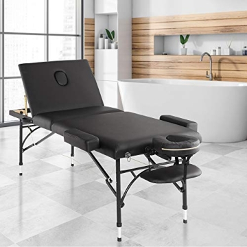 Saloniture Professional Tri-Fold Massage Table with Case