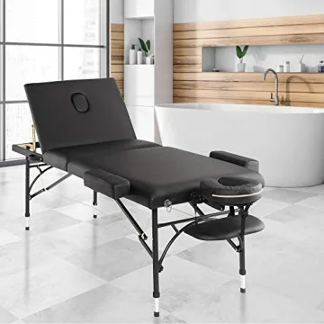 Saloniture Professional Tri-Fold Massage Table with Case