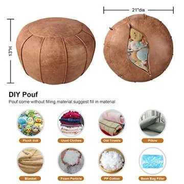 Louis Donné Unstuffed Moroccan Ottoman Pouf Cover - Chic Storage Solution for Home