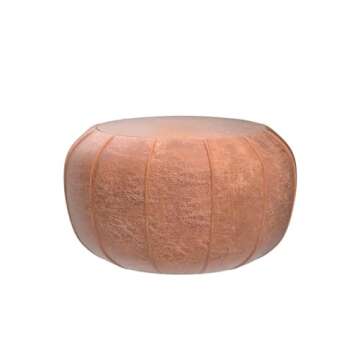 Louis Donné Unstuffed Moroccan Ottoman Pouf Cover with Waterproof Handmade Faux Decor Storage Solution for Kid Toy Footstool Pouffe Cover Replacement Balcony Indoor 21dia Chestnut Brown, ONLY Cover