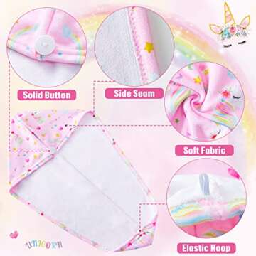 2 Pack Kids Microfiber Hair Drying Towel Girls Hair Drying Wrap Rapid Drying Hair Towel Wrap Unicorn...