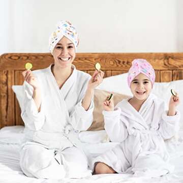 2 Pack Kids Microfiber Hair Drying Towel Girls Hair Drying Wrap Rapid Drying Hair Towel Wrap Unicorn Hair Drying Towel with Button for Women Girls Hair Turban for Wet Hair Wraps
