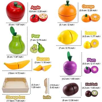 Airlab Colorful Wooden Fruits & Vegetables Play Set with Knife for Kids