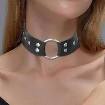 Sethain Punk Leather Choker Necklace Black Gothic Wide Leathers Chokers Collar Necklaces Halloween Jewelry Accessories for Women (Black)