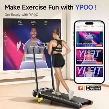 YPOO Foldable Treadmill with Incline, Walking Pad with Handle Bar 3 Level Incline, Portable Folding Treadmills for Home/Office 300 Lbs Capacity, Quiet Desk Treadmill with Remote Control & APP