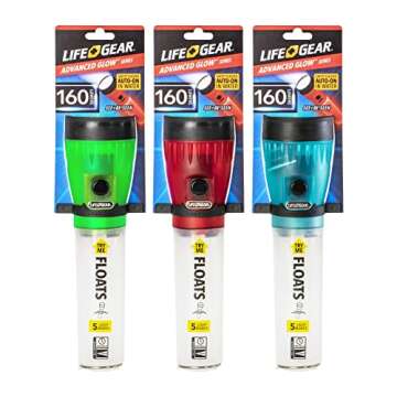 Life Gear LED Flashlight with Glow Handle, Emergency Flasher and Storage Compartment, RED