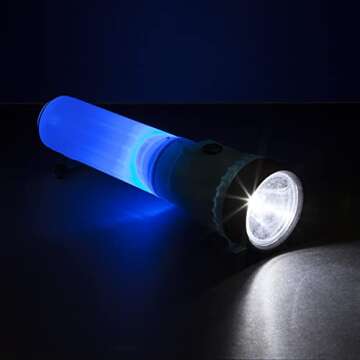 Life Gear LED Flashlight with Glow Handle, Emergency Flasher and Storage Compartment, RED