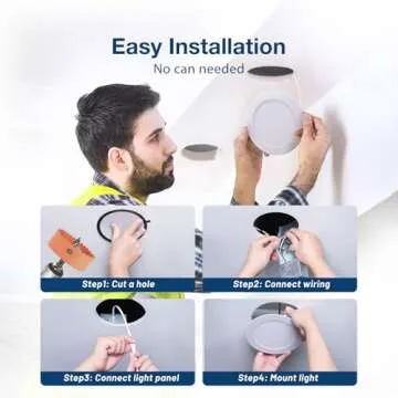 Amico 24 Pack 6 Inch 5CCT Ultra-Thin LED Recessed Ceiling Light with Junction Box, 1050LM Brightness, Dimmable Canless Wafer Downlight, 12W, ETL&FCC