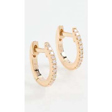 By Adina Eden Women's By Adina Eden Fine Diamond 14k Huggie Earrings, 14K Gold, One Size