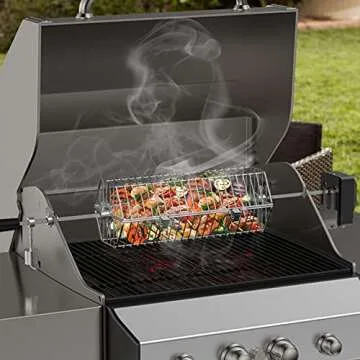 Skyflame Round Tumble Rotisserie Grill Basket for Perfect BBQ
