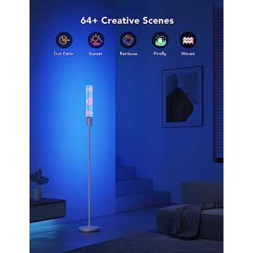 Govee RGBIC Cylinder Floor Lamp, LED Corner Floor Lamp with Wi-Fi App Control, Smart Lamp with 64+ S...