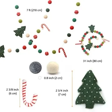 Glaciart Christmas Tree Felt Ball Garland - 7 Feet of Joyful Decor