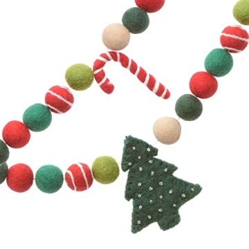 Glaciart Christmas Tree Felt Ball Garland - 7 Feet of Joyful Decor