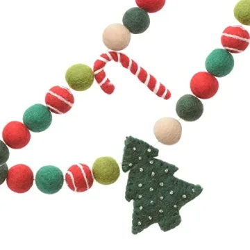 Glaciart Christmas Tree Felt Ball Garland - 7 Feet of Joyful Decor