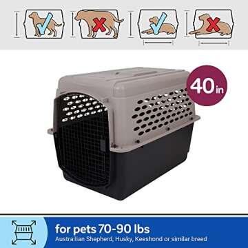 Petmate Vari Dog Kennel 40", Taupe & Black, Portable Dog Crate for Pets 70-90lbs, Made in USA