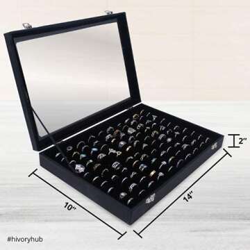 Ring Organizer Box with Transparent Lid ~ Ring Holder Showcase for Store Display, Jewelry Show & Hom...