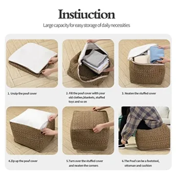 Stylish HIGOGOGO Pouf Cover for Practical Home Decor