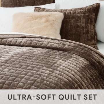 RECYCO Luxury Velvet King Size Quilt Set for All Seasons