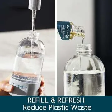 Grove Co. Glass Spray Bottles for Cleaning Solutions, 2-Pack Bundle, Unique Silicon Sleeve Slide & Snap Custom Label, Refillable Spray Bottle, Made from Recycled Glass, 2 x 16oz