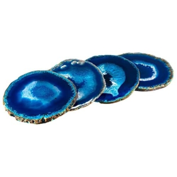 Elegant Blue Agate Coasters Set of 4 for Home Decor