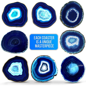 Elegant Blue Agate Coasters Set of 4 for Home Decor