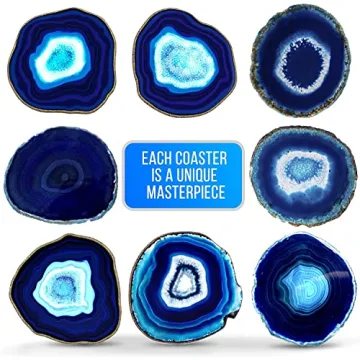 Elegant Blue Agate Coasters Set of 4 for Home Decor