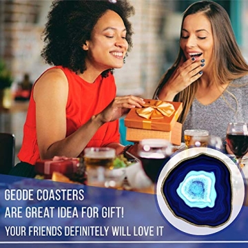 Elegant Blue Agate Coasters Set of 4 for Home Decor