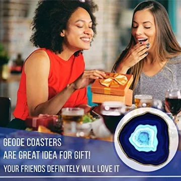 Elegant Blue Agate Coasters Set of 4 for Home Decor