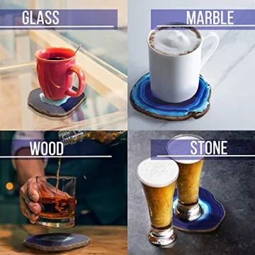 Elegant Blue Agate Coasters Set of 4 for Home Decor