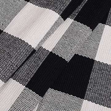 SEEKSEE Cotton Buffalo Plaid Rug 24"x52" Black and White Checked Rug Washable Doormats Indoor Outdoor Rugs for Layered Front Door Mats, Porch, Kitchen, Farmhouse, Entryway