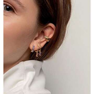 MEVECCO Chunky Ear Cuff,Dainty Conch ear cuff,Twisted Ear Cuff,14K Gold Non Pierced Ear Cuff, Gold Ear Cuff,Cabled Wide Chunky Ear Cuff Earrings,Thick Ear Cuff,Bold Cartilage Cuff, Croissant Ear Cuff,