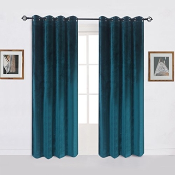 Elegant Dark Green Velvet Blackout Curtains Set