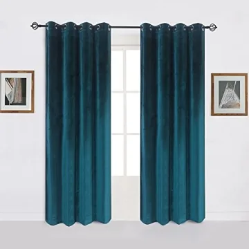 Elegant Dark Green Velvet Blackout Curtains Set