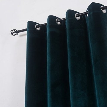 Elegant Dark Green Velvet Blackout Curtains Set