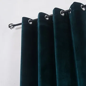 Elegant Dark Green Velvet Blackout Curtains Set