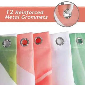 Bonhause Peach Shower Curtain, Allover Fruits Pink Peachy Bathroom Curtain 72x72 Inch Polyester Fabric Waterproof Bath Curtain with 12 Hooks