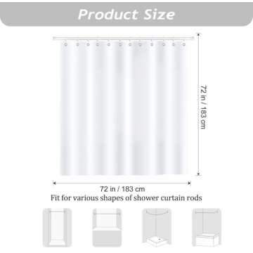 Bonhause Peach Shower Curtain, Allover Fruits Pink Peachy Bathroom Curtain 72x72 Inch Polyester Fabric Waterproof Bath Curtain with 12 Hooks