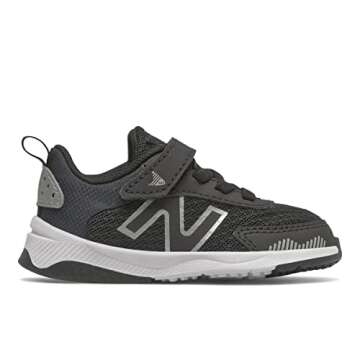 New Balance Kid's Dynasoft 545 V1 Hook and Loop Running Shoe, Black/White/Silver Metallic, 12.5 Little Kid