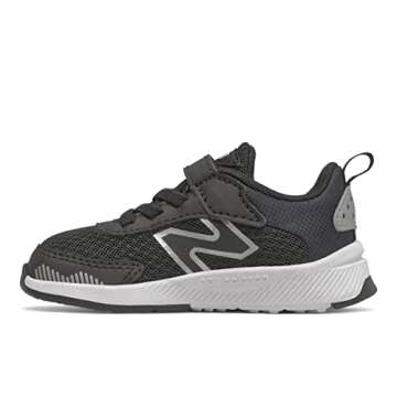 New Balance Kid's Dynasoft 545 V1 Hook and Loop Running Shoe, Black/White/Silver Metallic, 12.5 Little Kid