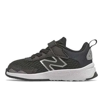 New Balance Kid's Dynasoft 545 V1 Hook and Loop Running Shoe, Black/White/Silver Metallic, 12.5 Little Kid