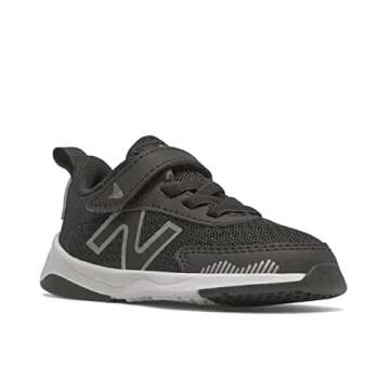 New Balance Kid's Dynasoft 545 V1 Hook and Loop Running Shoe, Black/White/Silver Metallic, 12.5 Little Kid